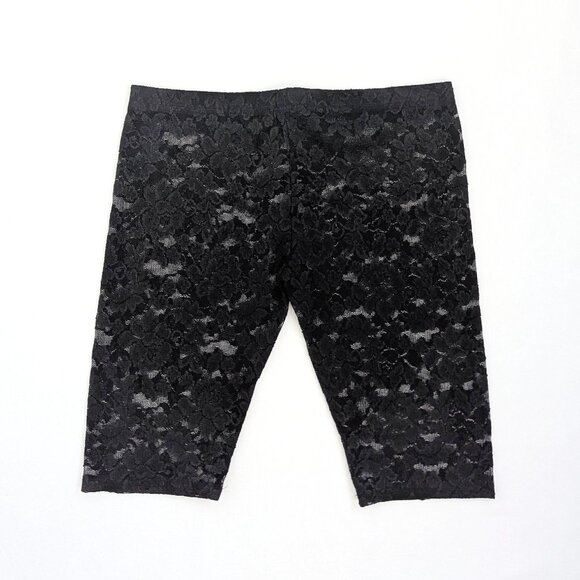 Y2K 00s HANG TEN Black Sheer Floral Lace Low-Rise Bermuda Legging Shorts Sz S - Picture 2 of 4